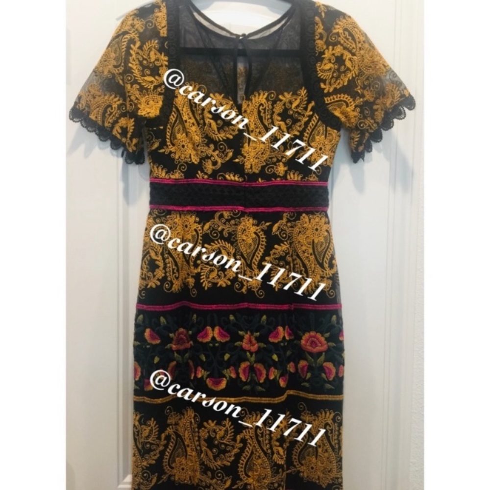 NWT Anthropologie Jacquin Embroidered Midi Dress 0 - Picture 6 of 6